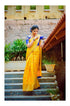 Attractive Yellow and Blue colour Handwoven Tussar Dupion Model silk Saree