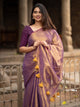 Attractive Rose gold colour Handwoven Tussar Dupion Model silk Saree