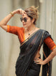 Beautiful Black Mangalgiri Cotton-silk saree -pc001