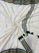 Catchy -White & Green  Mangalagiri Plain Cotton Saree - PC-35