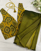 Beautiful Mahendi colour Handwoven Tussar Dupion Model silk Saree