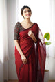 Marvelous -Maroon Mangalagiri Plain Cotton Saree - PC-30