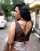 Catchy Brown colour Handwoven Tussar Dupion Model silk Saree