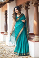 Catchy Rama colour Handwoven Tussar Dupion Model silk Saree