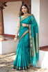 Catchy Rama colour Handwoven Tussar Dupion Model silk Saree