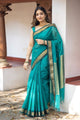 Catchy Rama colour Handwoven Tussar Dupion Model silk Saree