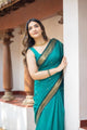 Catchy Rama colour Handwoven Tussar Dupion Model silk Saree