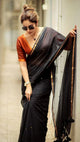 Beautiful Black Mangalgiri Cotton-silk saree -pc001