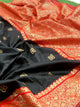 Attractive Black colour Handwoven Tussar Dupion Model silk Saree
