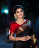 Attractive Black colour Handwoven Tussar Dupion Model silk Saree