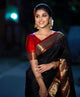 Attractive Black colour Handwoven Tussar Dupion Model silk Saree